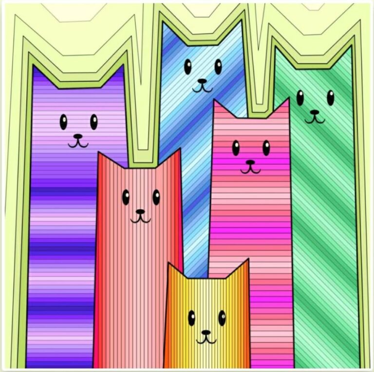 Vibrant Rainbow Cat Parade