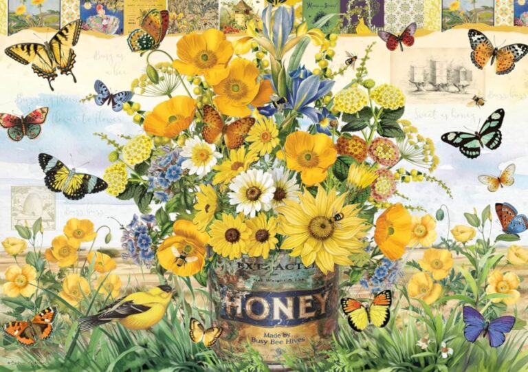 Honeybee and Floral Garden