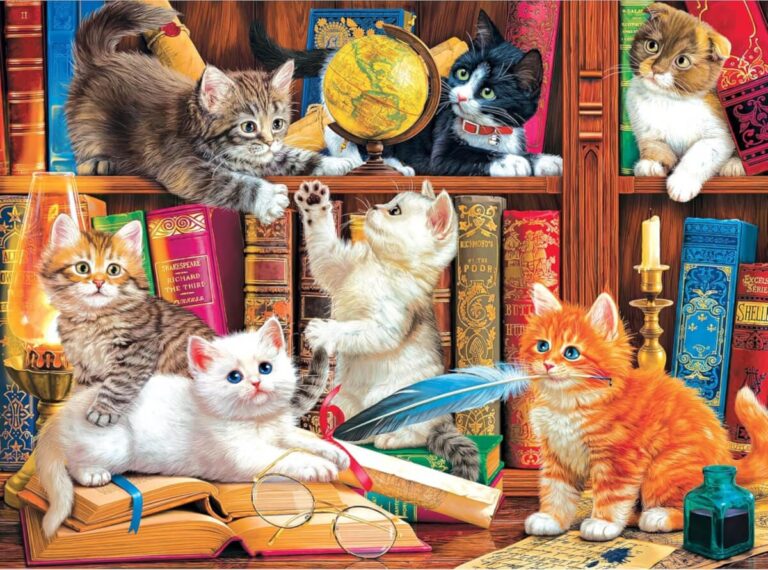 Kitten Mischief in the Library