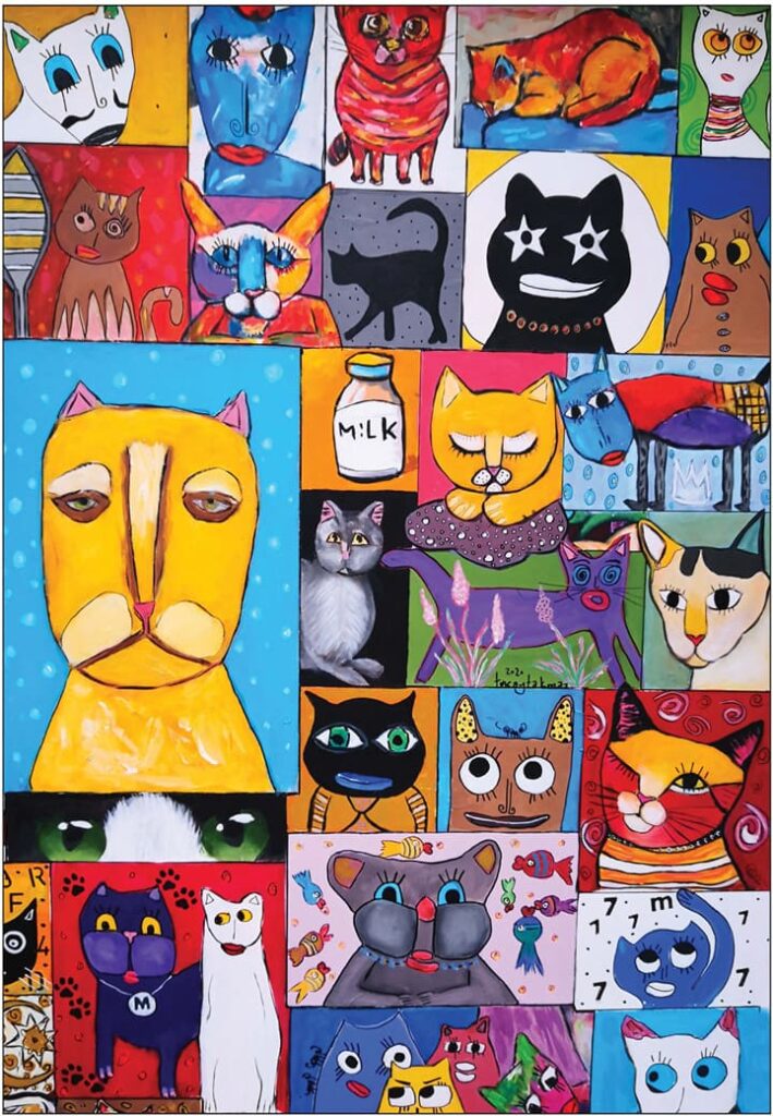 Abstract Cat Portraits Collage