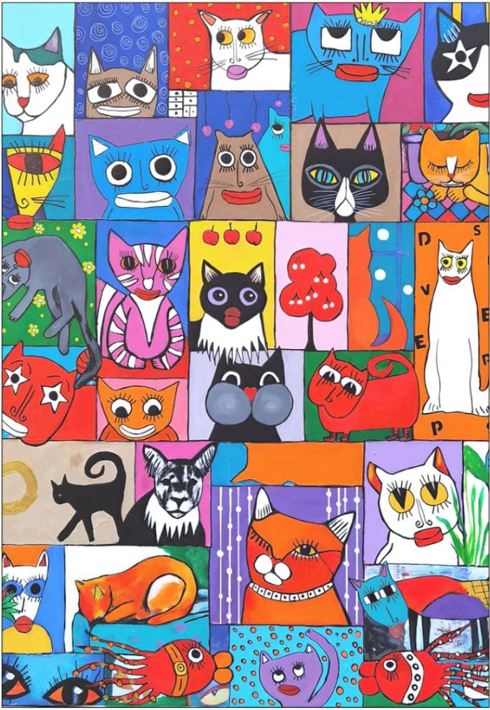 Abstract Pop Art Cats Grid