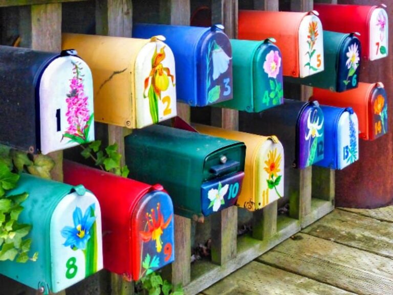 Colorful Hand-Painted Mailboxes