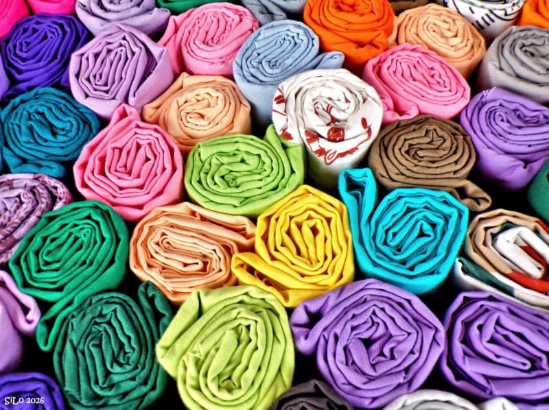 Rolled Colorful Fabrics